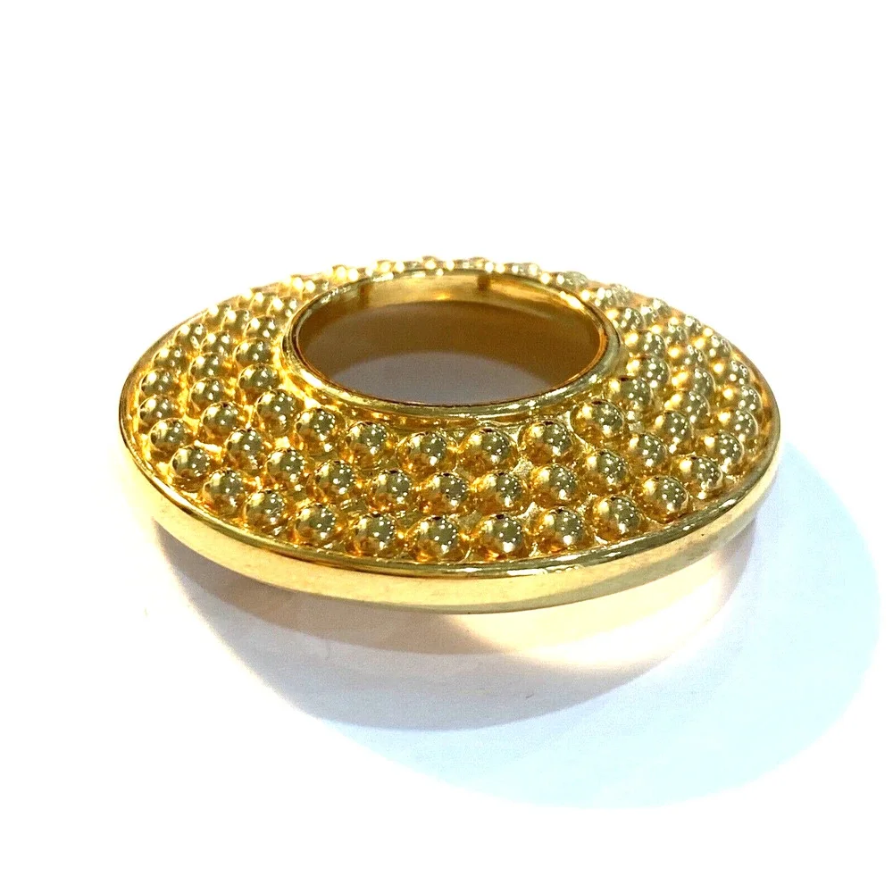 Vintage Swarovski brooch SAL goldtone textured open circle round retro pin 1980s